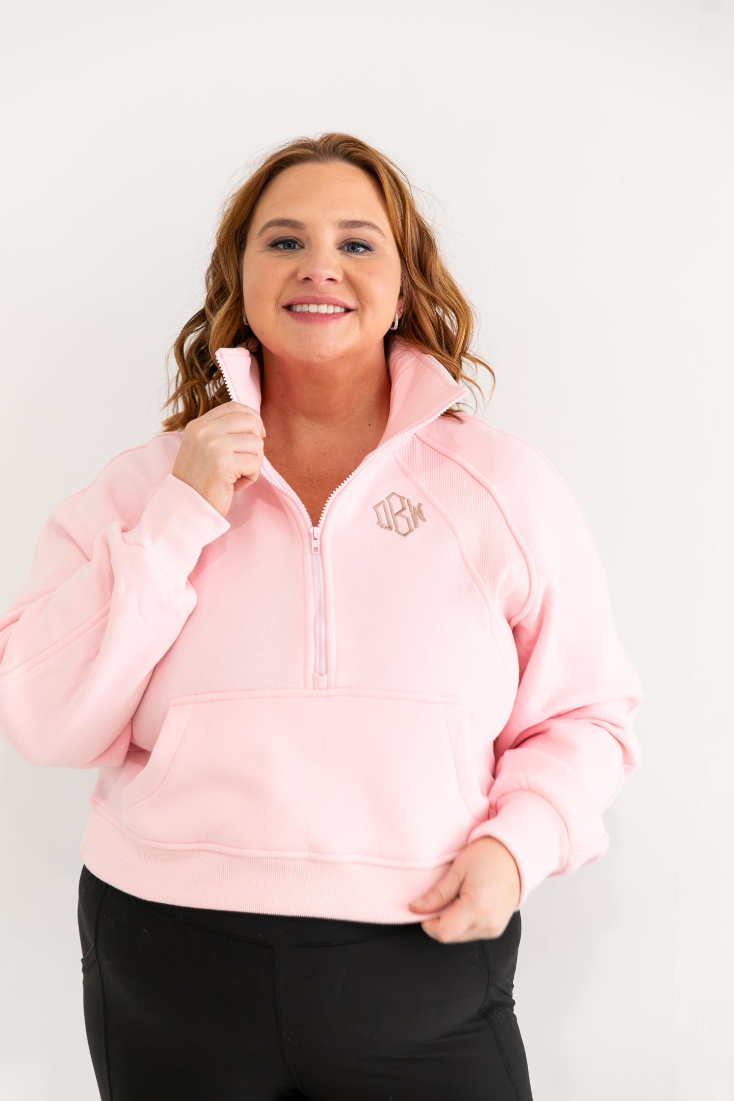 Monogrammed Funnel Neck Half Zip (Lulu Dupe)